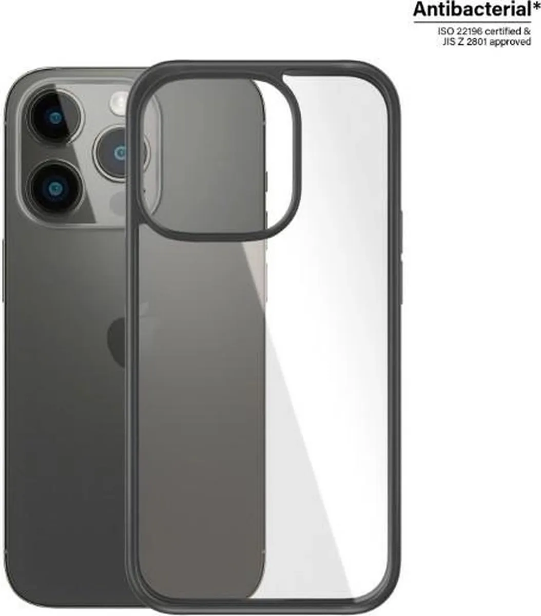 PanzerGlass ClearCase Antibacterieel iPhone 14 Pro - Transparant/Zwart