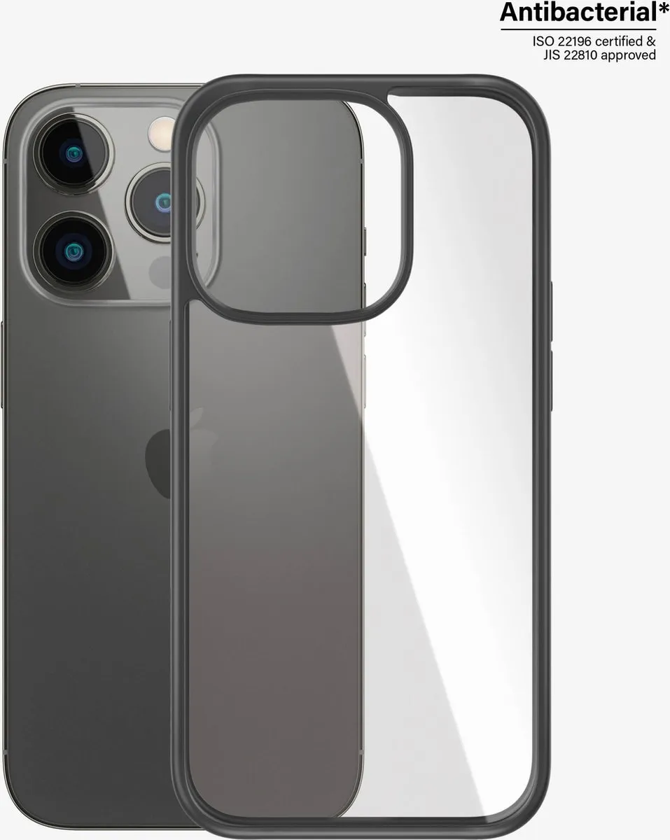PanzerGlass ClearCase Antibacterieel iPhone 14 Pro - Transparant/Zwart