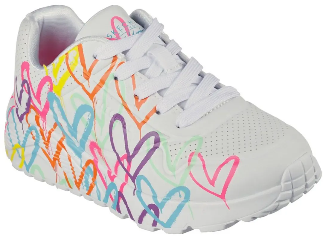 Skechers Uno Lite Spread The Love Meisjes Schoenen - Wit - afbeelding 2 van 5