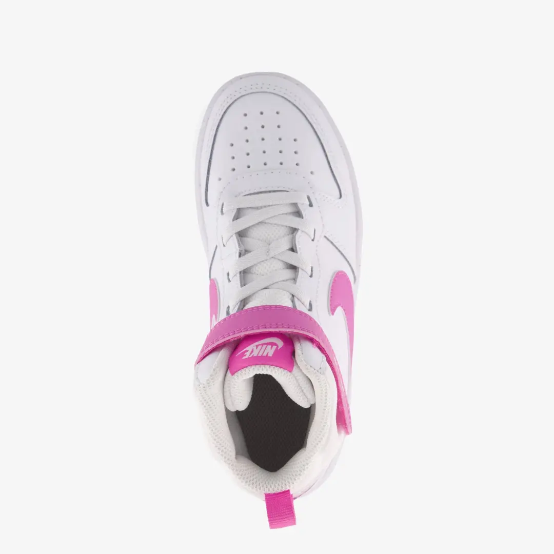 Nike Court Borough Mid 2 Meisjes Sneakers - Wit/Roze - 34 - afbeelding 2 van 6