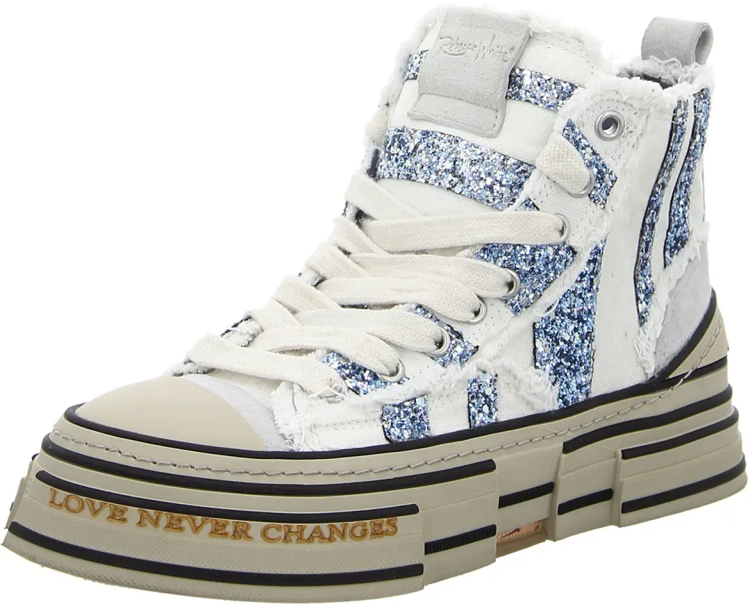 Rebecca White V02L-5B NAVY-WHITE+BLUE GLITTER dames sneakers wit maat 42