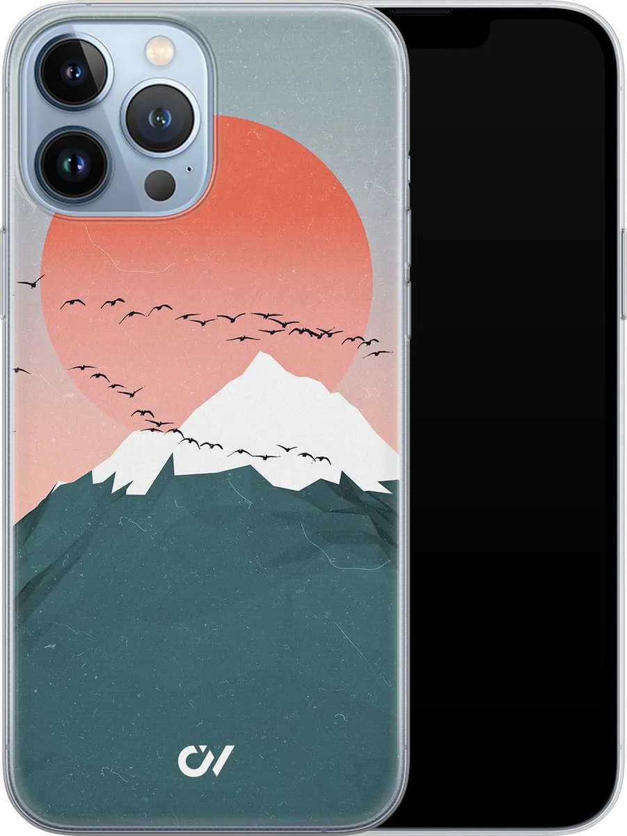 Casevibes iPhone 13 Pro Max Hoesje Mountain Birds - Blauw