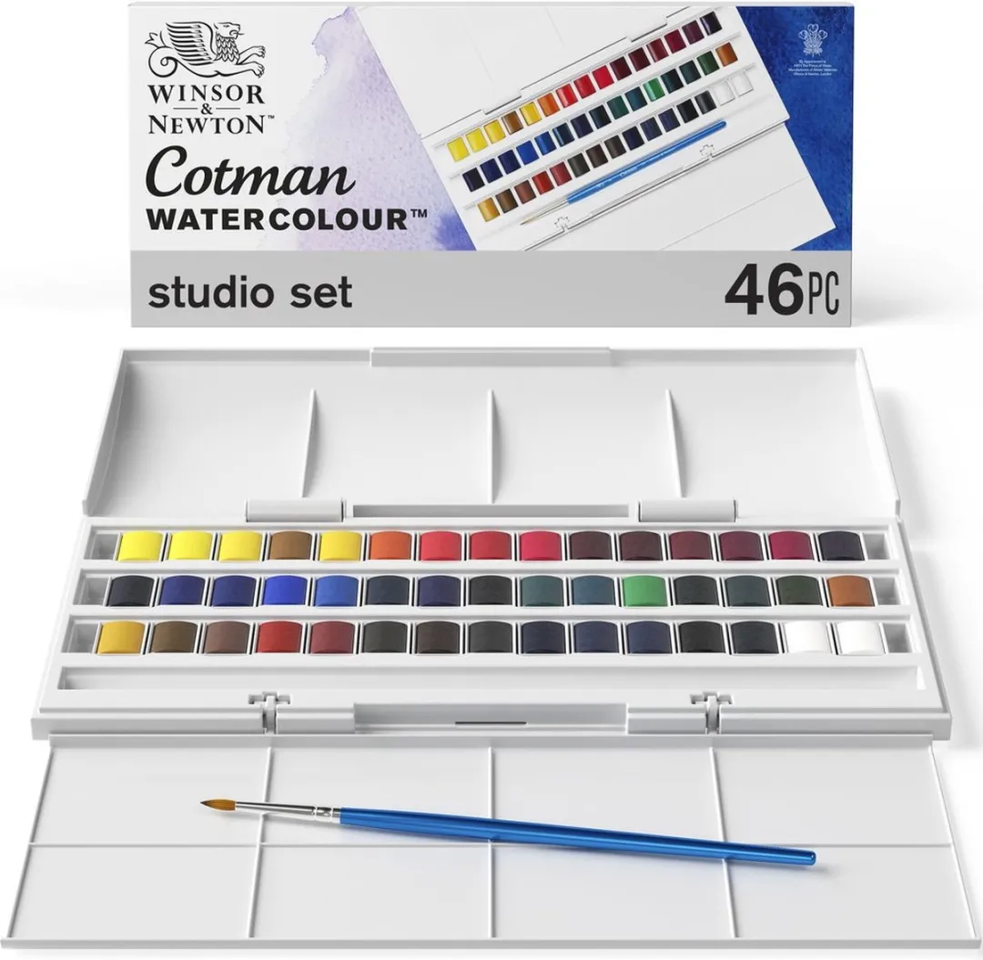 Winsor & Newton Cotman Studio Aquarelverfset 40 Kleuren - 45 Halve Napjes