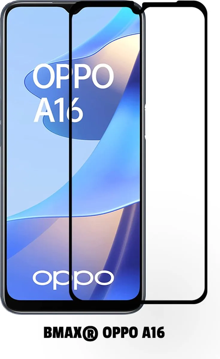 BMAX OPPO A16 Screenprotector 2-pack - Gehard glas - Zwart