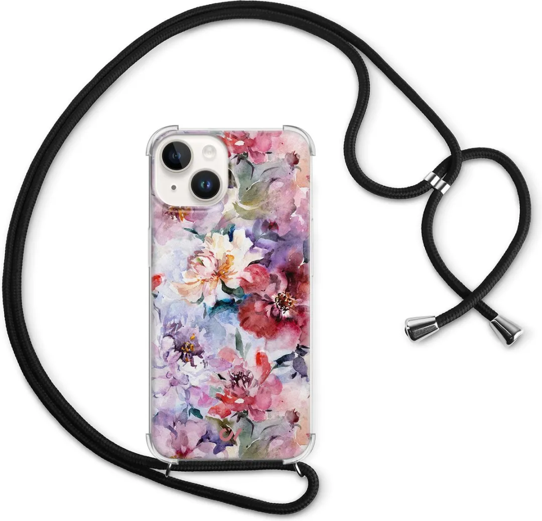 Casevibes Telefoonhoesje iPhone 14 Roze Bloemen Acryl