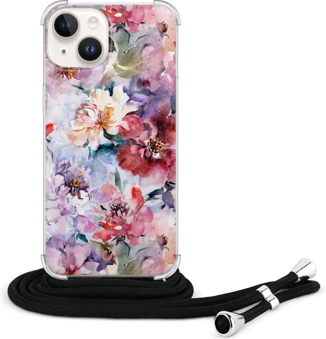 Casevibes Telefoonhoesje iPhone 14 Roze Bloemen Acryl