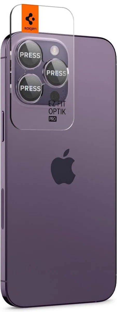 Spigen Optik EZ Fit iPhone 14 Pro Camera Beschermer - Paars - 2 Stuks - afbeelding 4 van 6