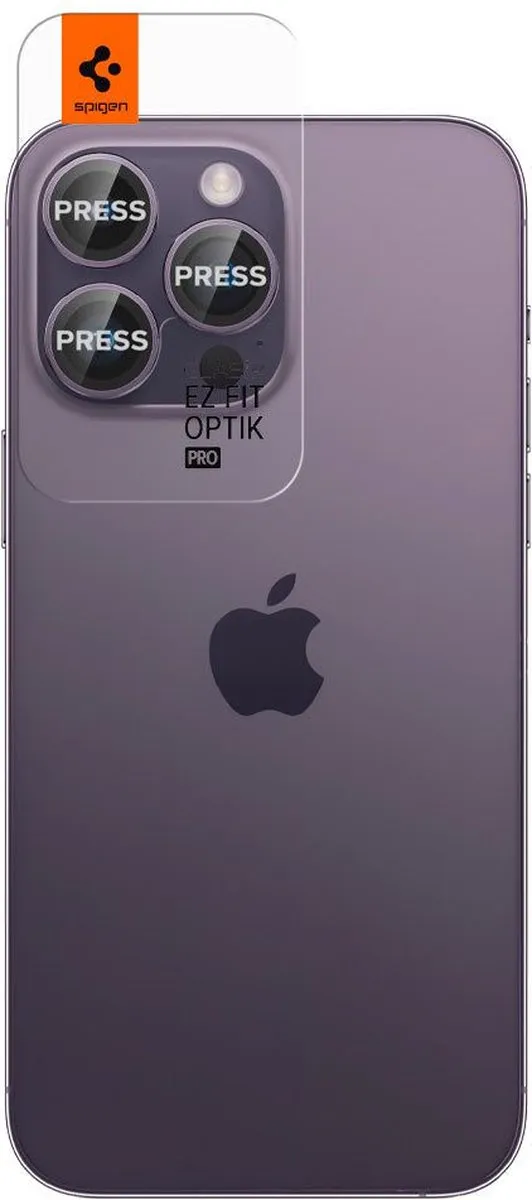Spigen Optik EZ Fit iPhone 14 Pro Camera Beschermer - Paars - 2 Stuks - afbeelding 3 van 6