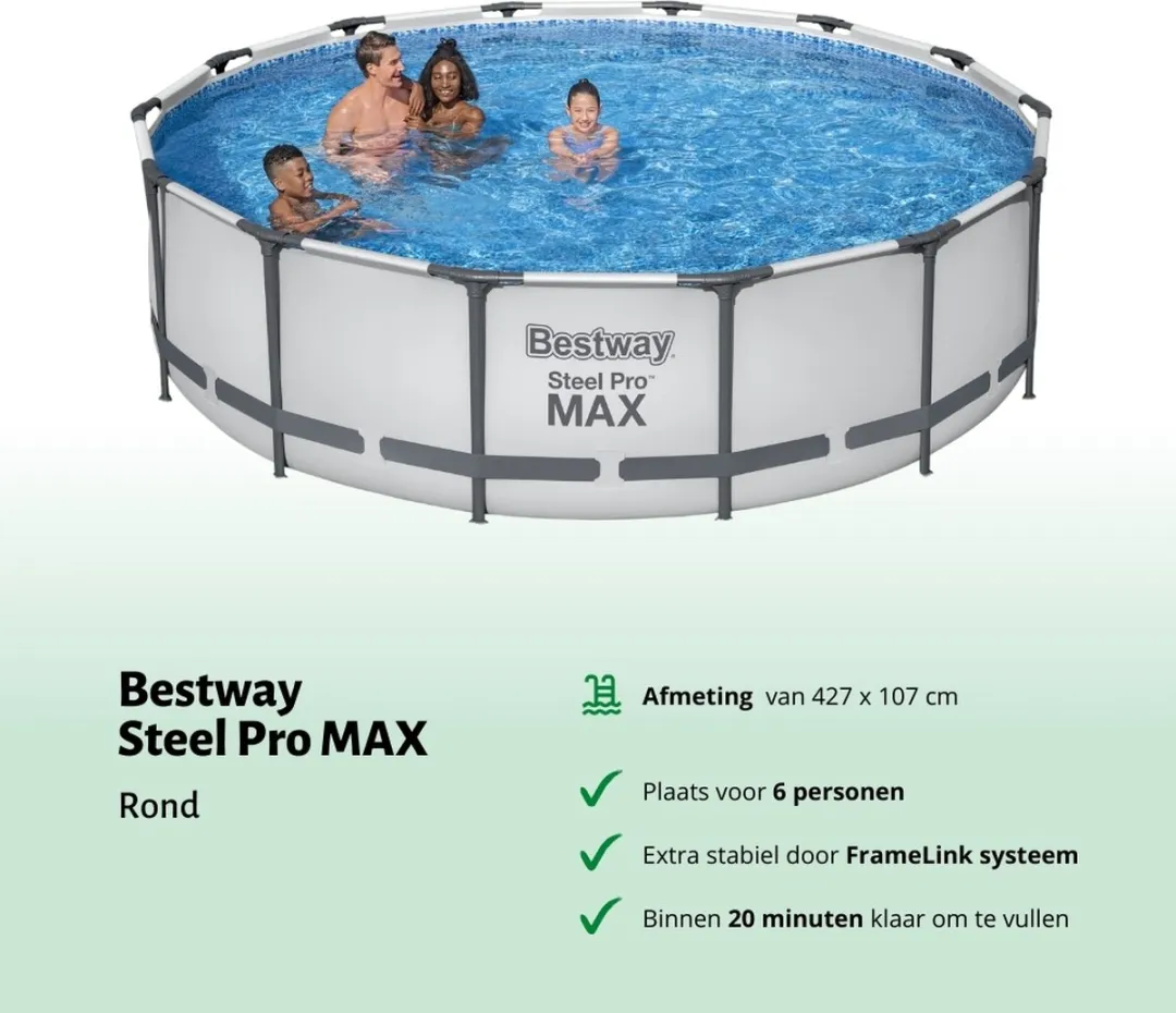 Bestway Steel Pro MAX Zwembad 427x107cm - Grijs