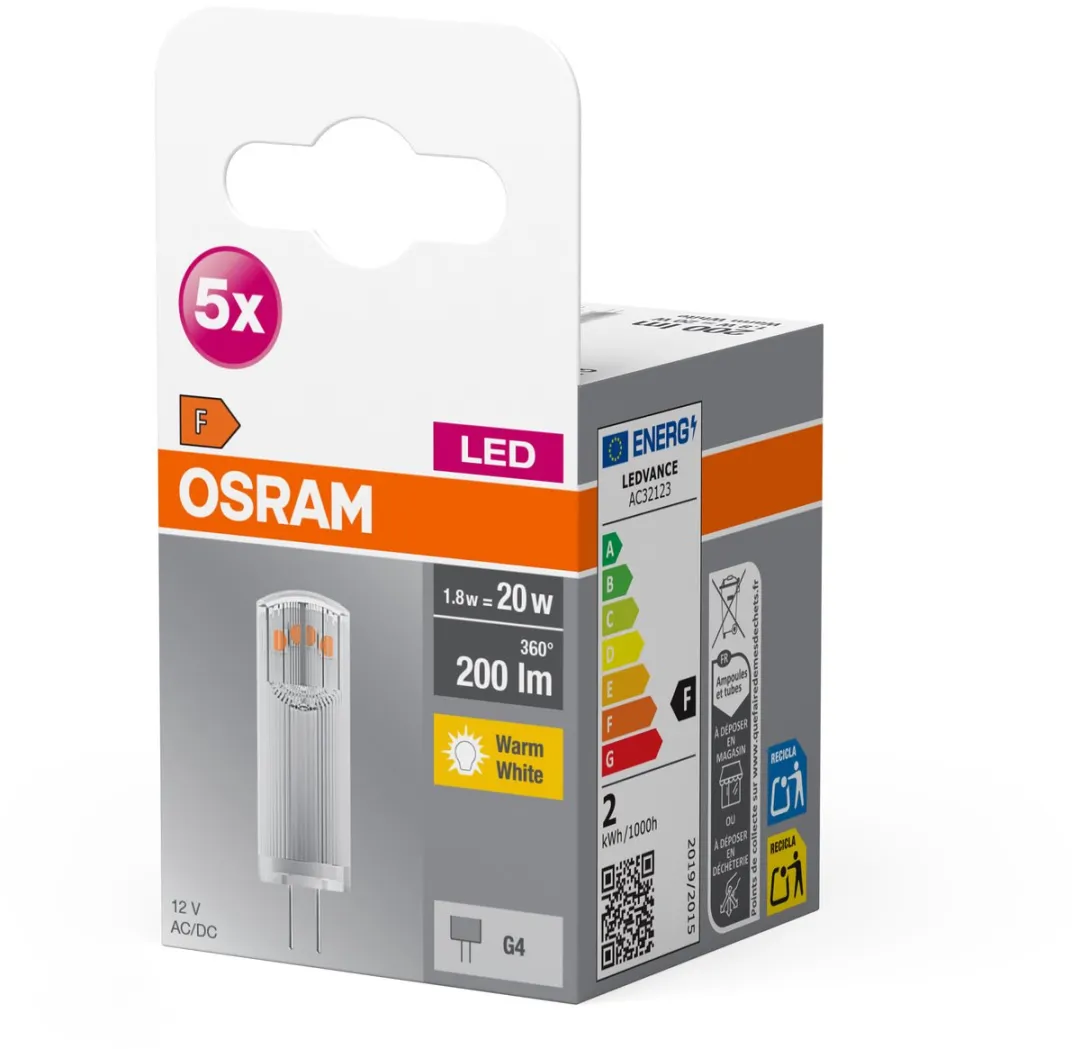 Osram LED-lamp G9 1.8W Warmwit - 5 Stuks - afbeelding 6 van 6
