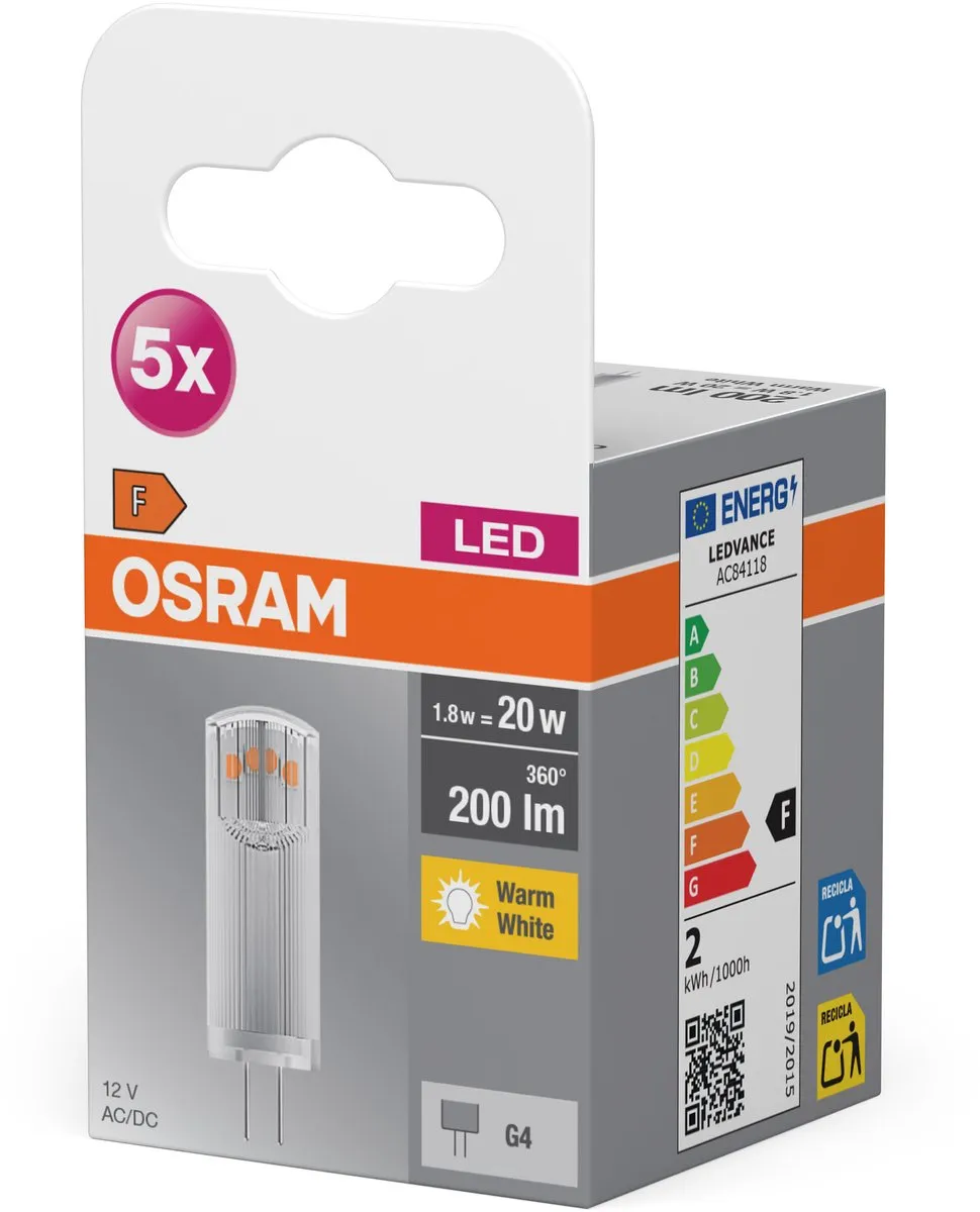 Osram LED-lamp G9 1.8W Warmwit - 5 Stuks