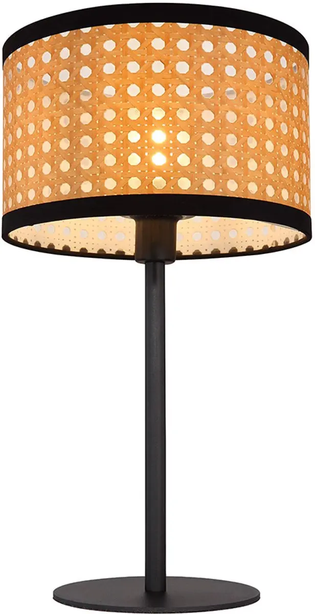 Tafellamp Tafellamp rond bamboe look, woonkamerlamp Nachtlamp rond, afstandsbedi