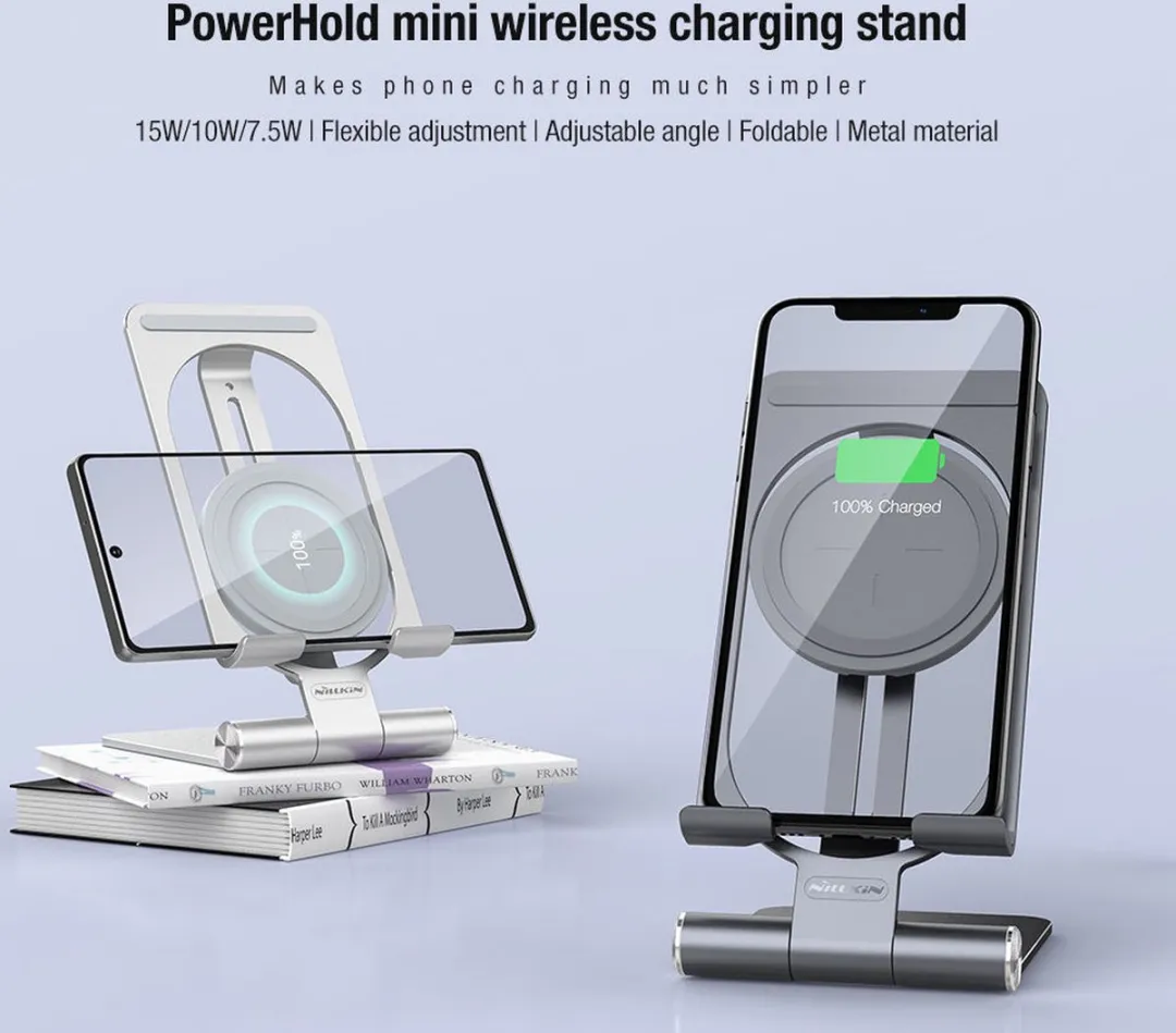 Nillkin PowerHold Mini Bureauhouder - Draadloos Opladen 15W - Grijs - afbeelding 4 van 6