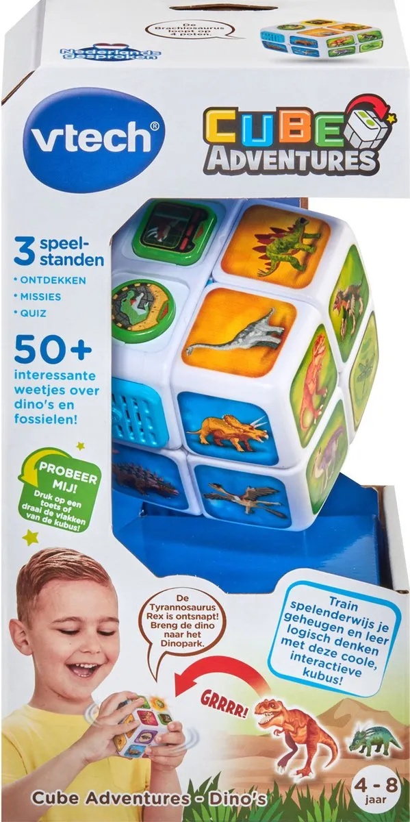 VTech Kubus Draai de Kubus Educatief Speelgoed - Dino's - Blauw