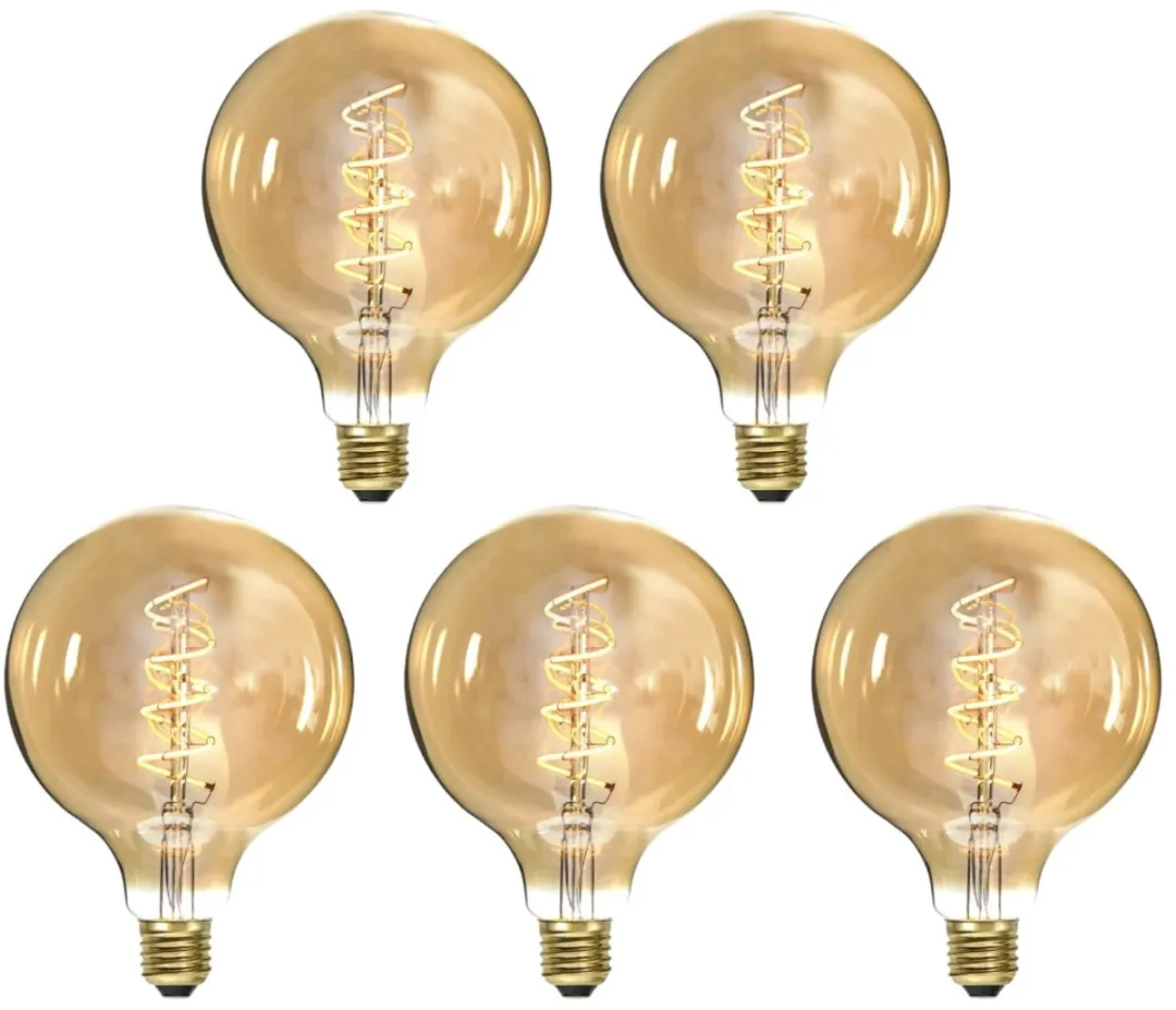5-Pack | G125 Globelamp - E27 - 3.2W - Super Warm Wit - 2200K - Dimbaar