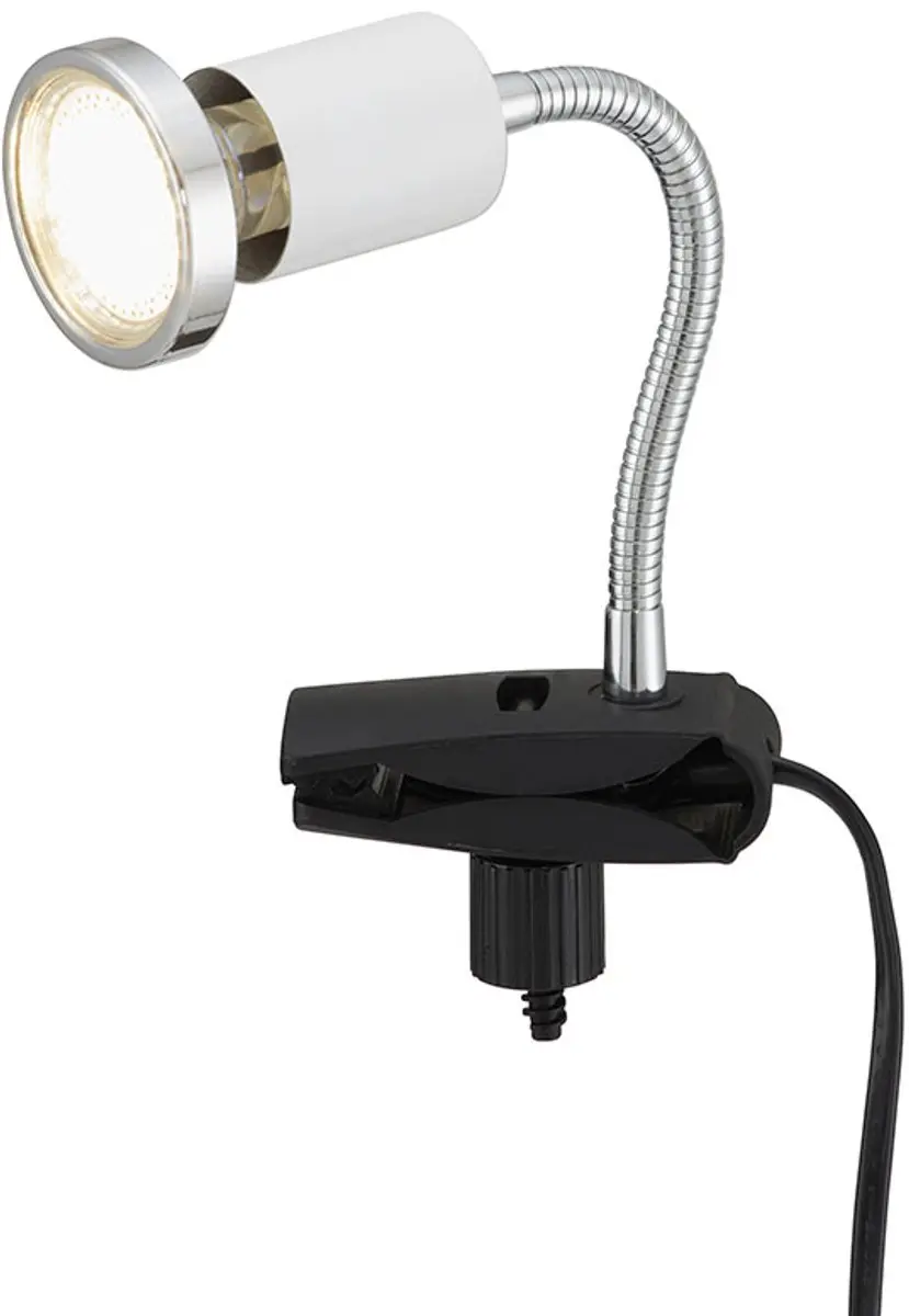 Klemlamp wit klemlamp LED met stekker, tafellamp leeslamp, spot beweegbaar, meta
