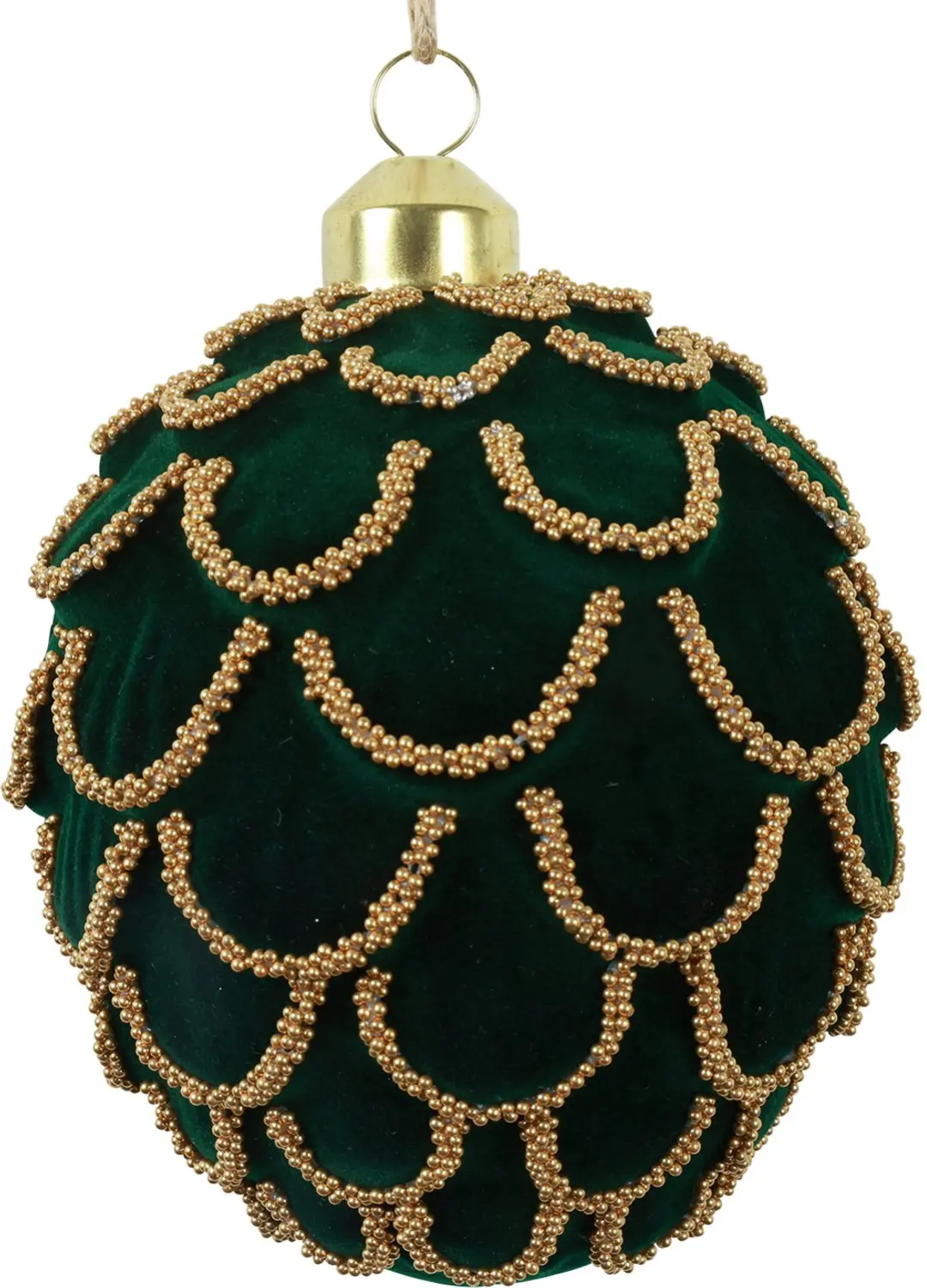 Kerstbal Nora L Groen/Goud 9x9x11.8cm