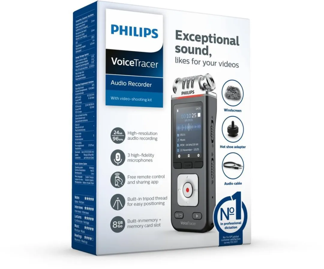 Philips VoiceTracer DVT71132 Audio Recorder - 8GB - Antraciet