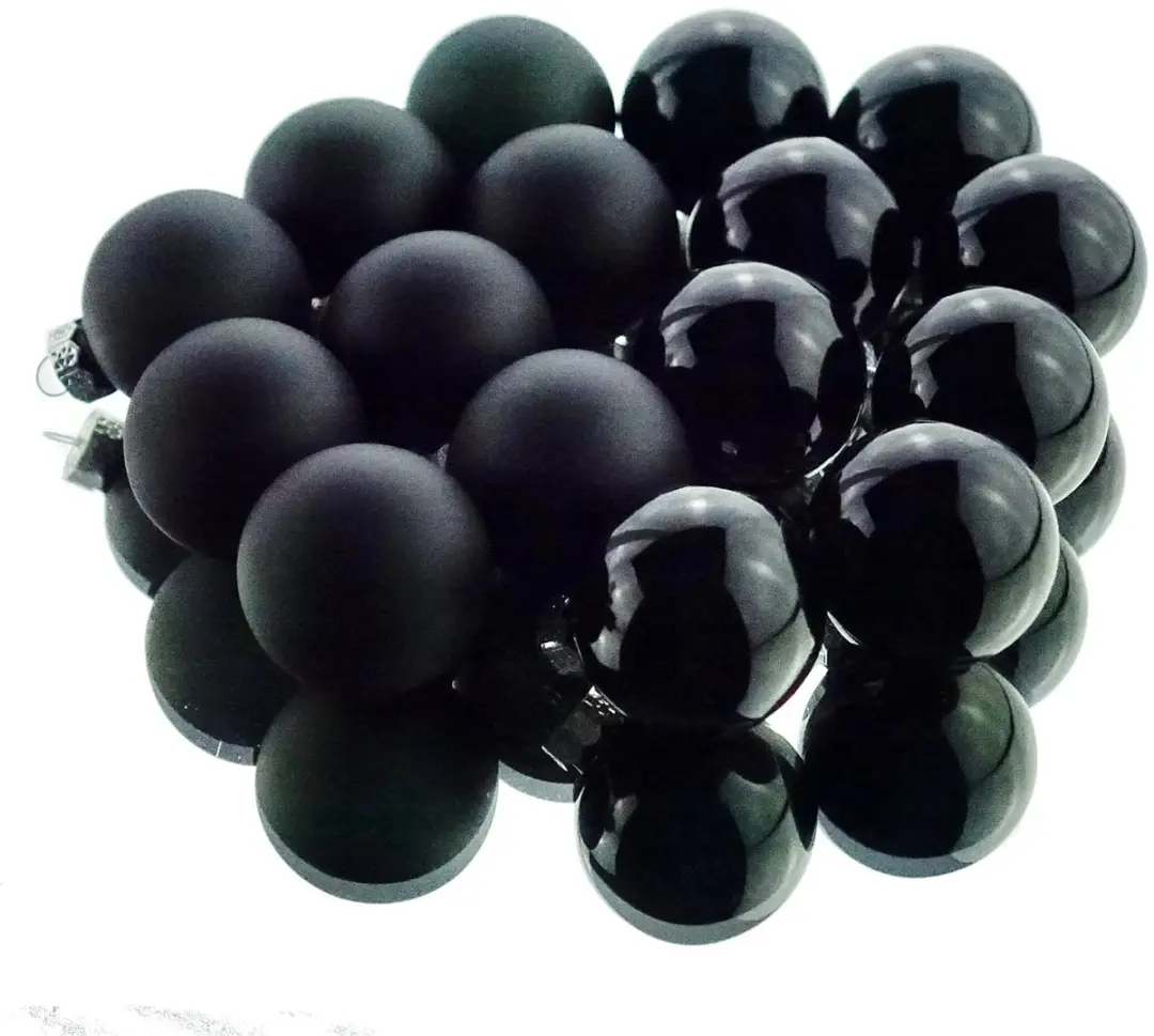 Decoris Kerstballen Glas Ø3,5cm Zwart - 16 Stuks - afbeelding 4 van 4