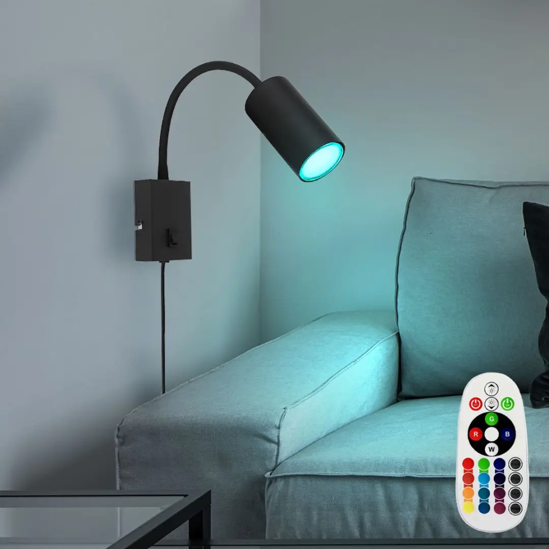 LED-wandlamp dimbaar met afstandsbediening Slaapkamerlamp met stekkerLeeslamp, R