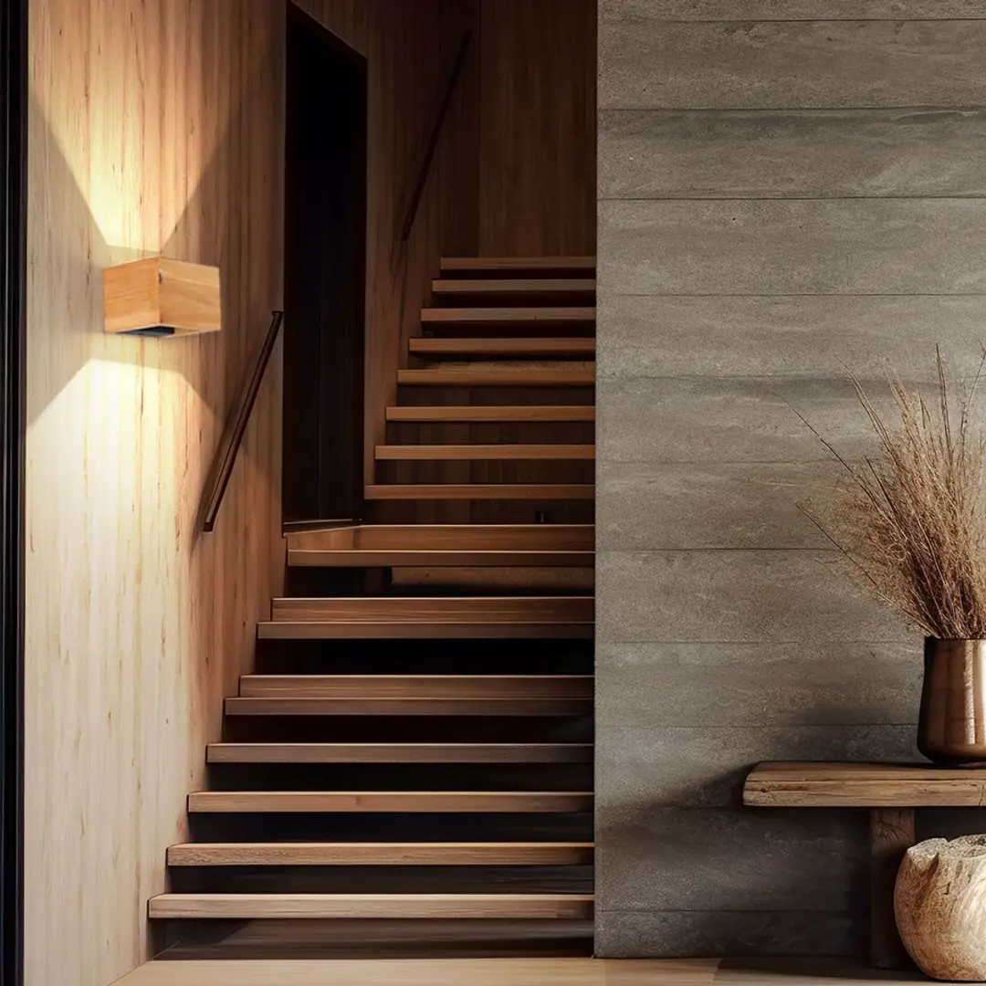 Wandlamp Houten lamp Designlamp Woonkamer Up Down verstelbaar, metaal bruin zwar