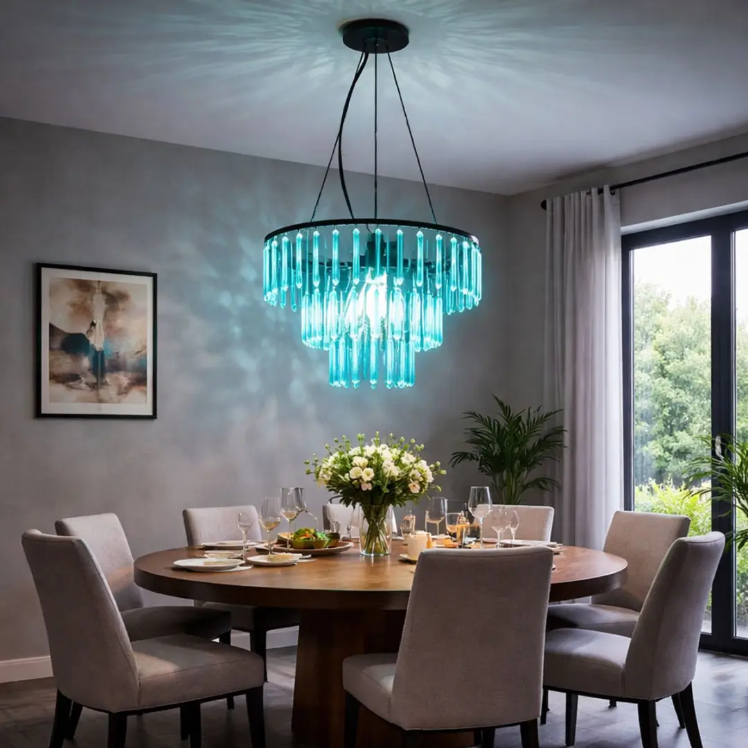 Kroonluchter glazen kristallen hanglamp hanglamp eetkamerverlichting, rook helde