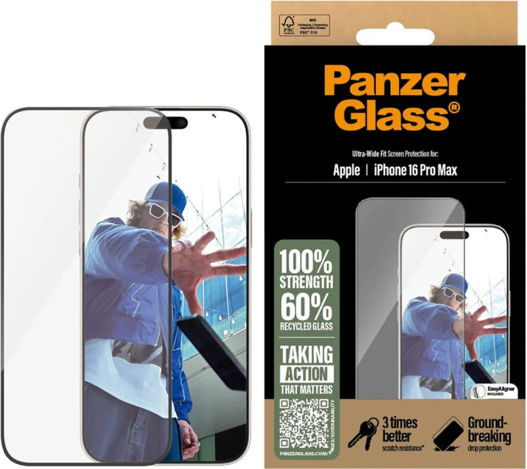 PanzerGlass Ultra-Wide Fit iPhone 16 Pro Max Schermbeschermer - 1 Stuk