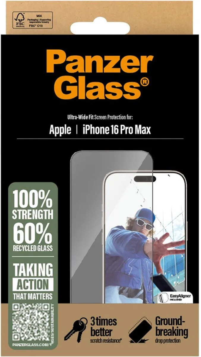 PanzerGlass Ultra-Wide Fit iPhone 16 Pro Max Schermbeschermer - 1 Stuk