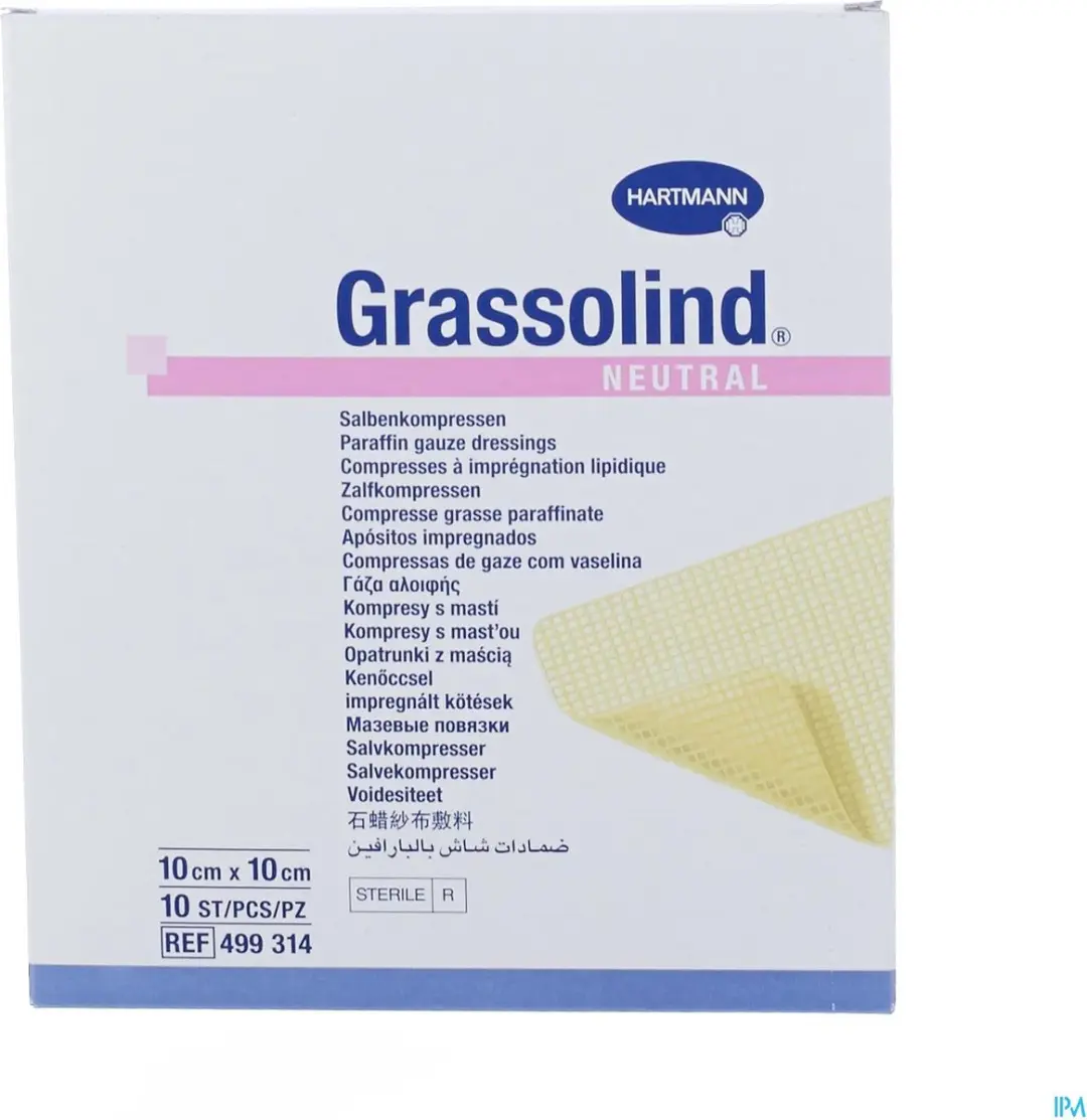Hartmann Grassolind Zalfkompressen 10x10cm - 10 stuks - afbeelding 5 van 6