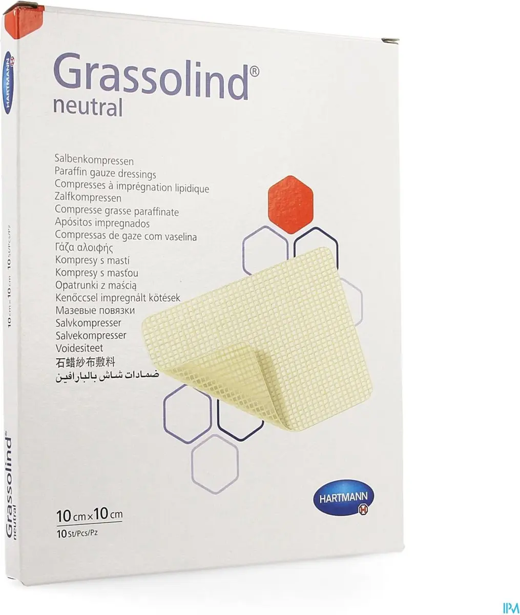 Hartmann Grassolind Zalfkompressen 10x10cm - 10 stuks - afbeelding 4 van 6