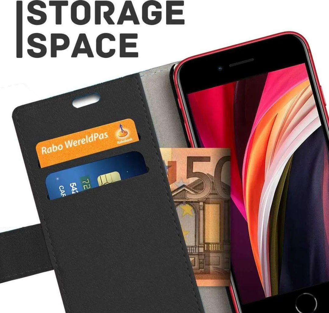Just in Case Wallet Case iPhone SE 2020/2022 - 2 Pasjes - Zwart