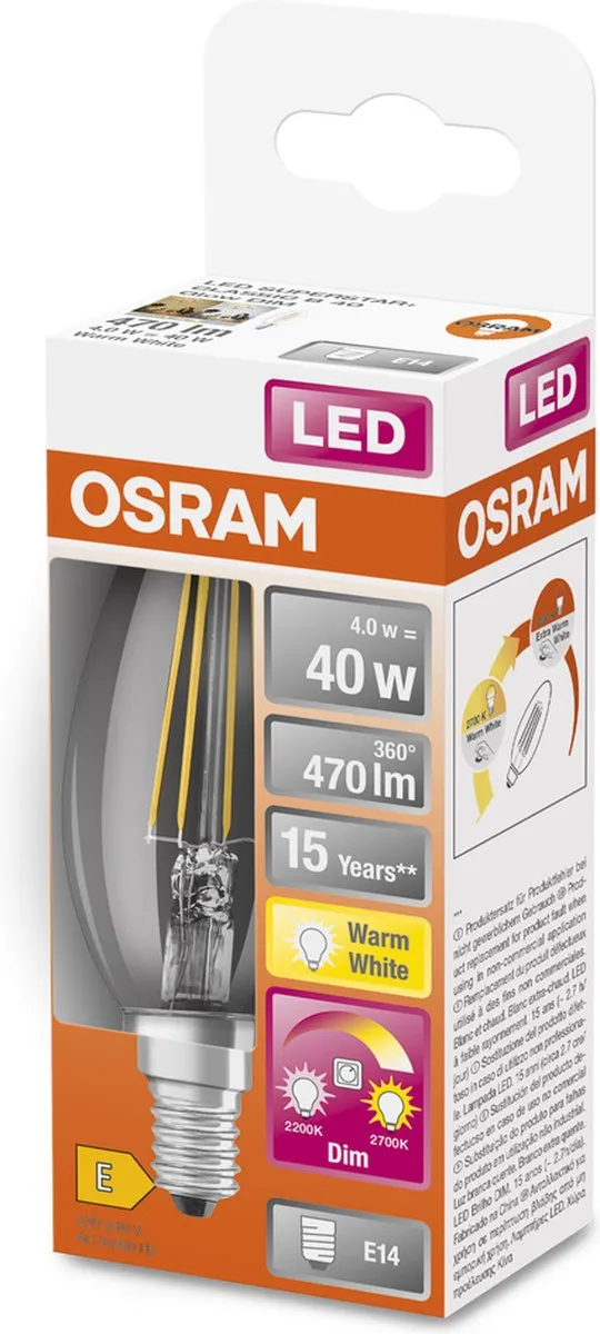 Osram LED Kaarslamp E14 4.5W Warmwit - afbeelding 6 van 6