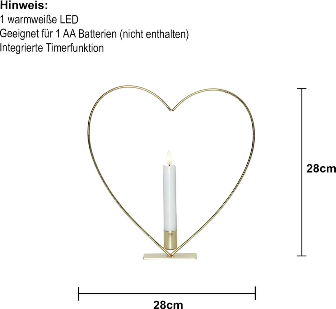 Star Trading Flame Heart Staande Lamp - Messingkleur 28cm