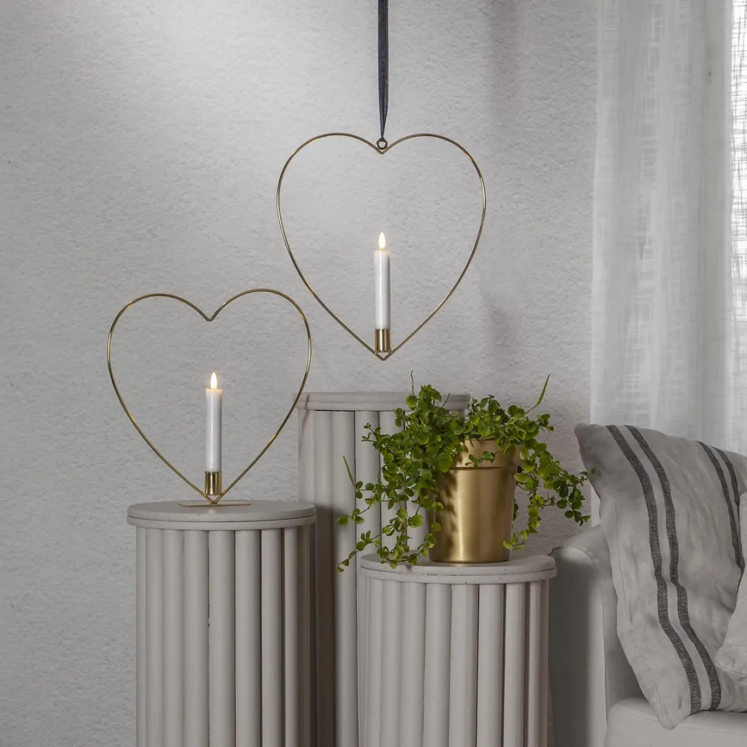 Star Trading Flame Heart Staande Lamp - Messingkleur 28cm
