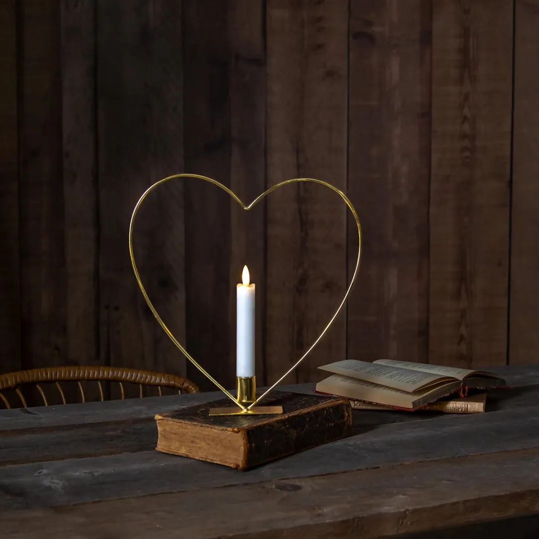 Star Trading Flame Heart Staande Lamp - Messingkleur 28cm
