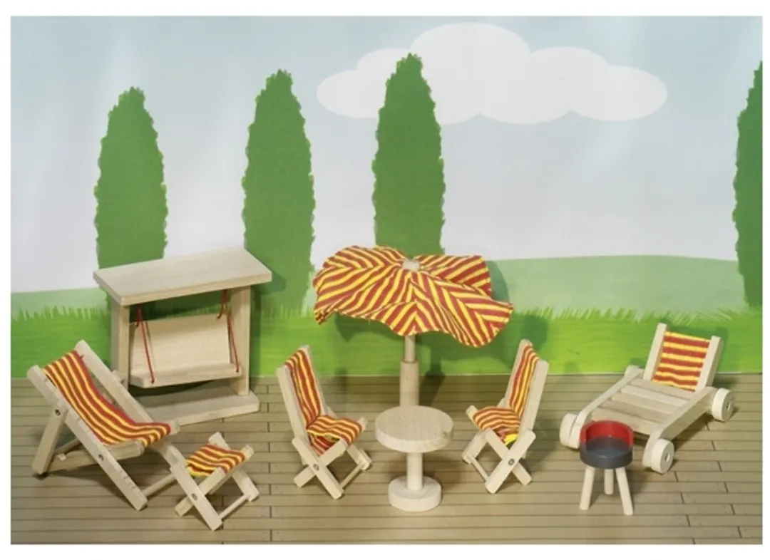 Goki Poppenhuismeubeltjes Tuinmeubelen 9-delig