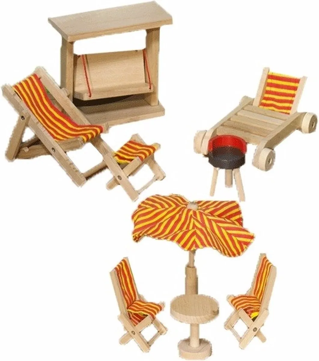 Goki Poppenhuismeubeltjes Tuinmeubelen 9-delig - Oranje
