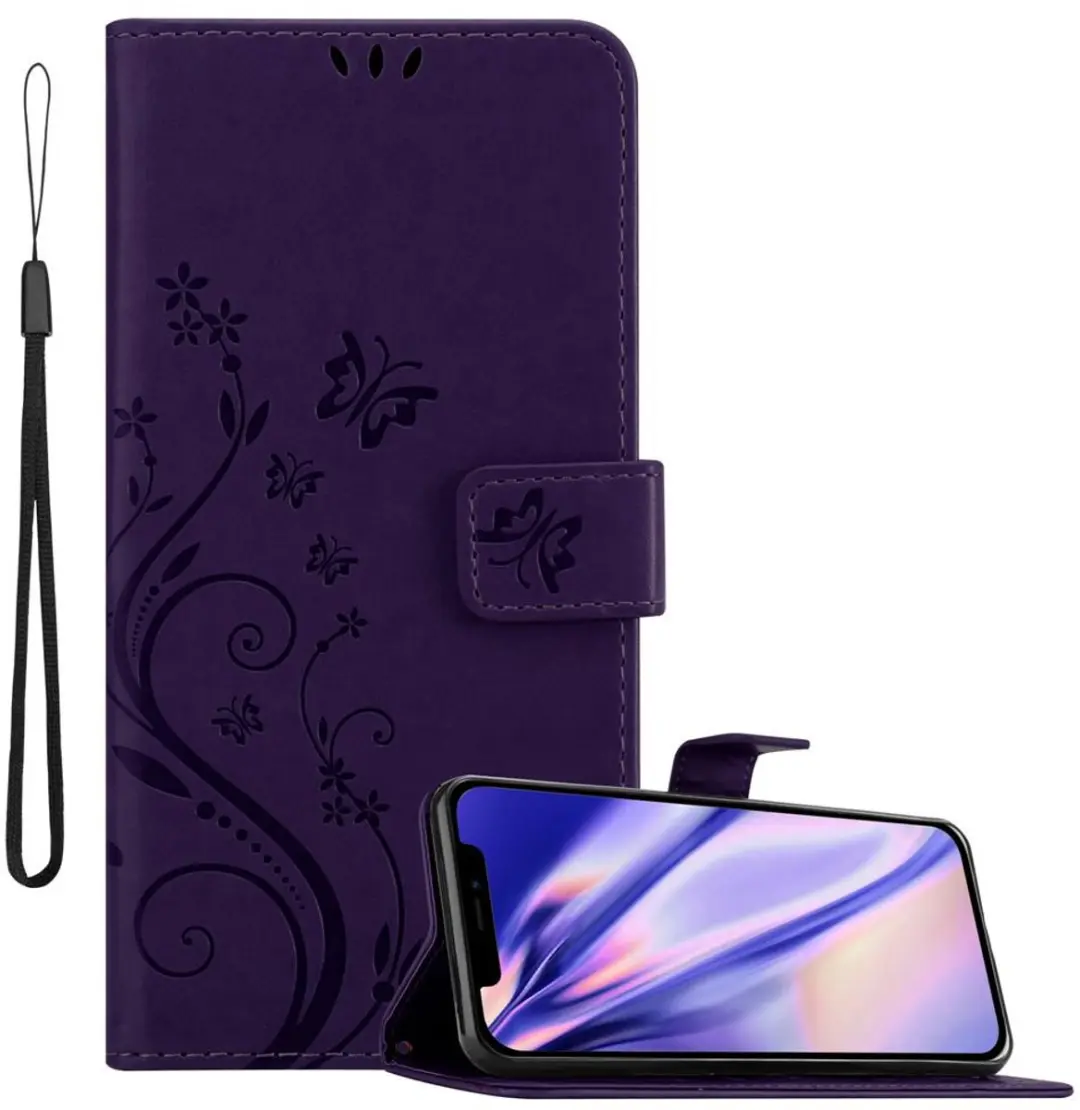 Cadorabo Hoesje geschikt voor Apple iPhone 12 MINI in BLOEMEN DONKER PAARS