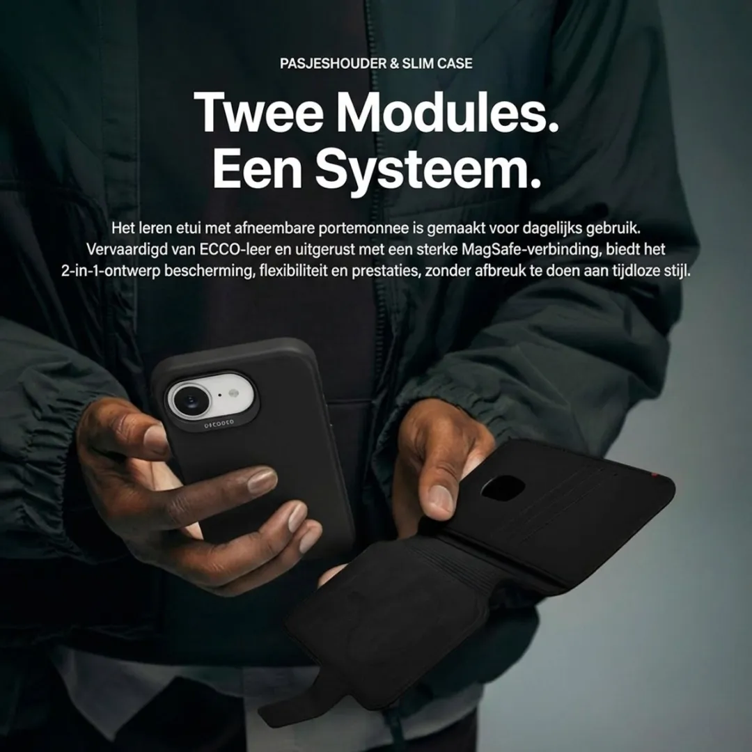 Decoded Leren Hoesje iPhone 16e D25IPOSEDW6BK - 2-in-1 Wallet - MagSafe - Zwart