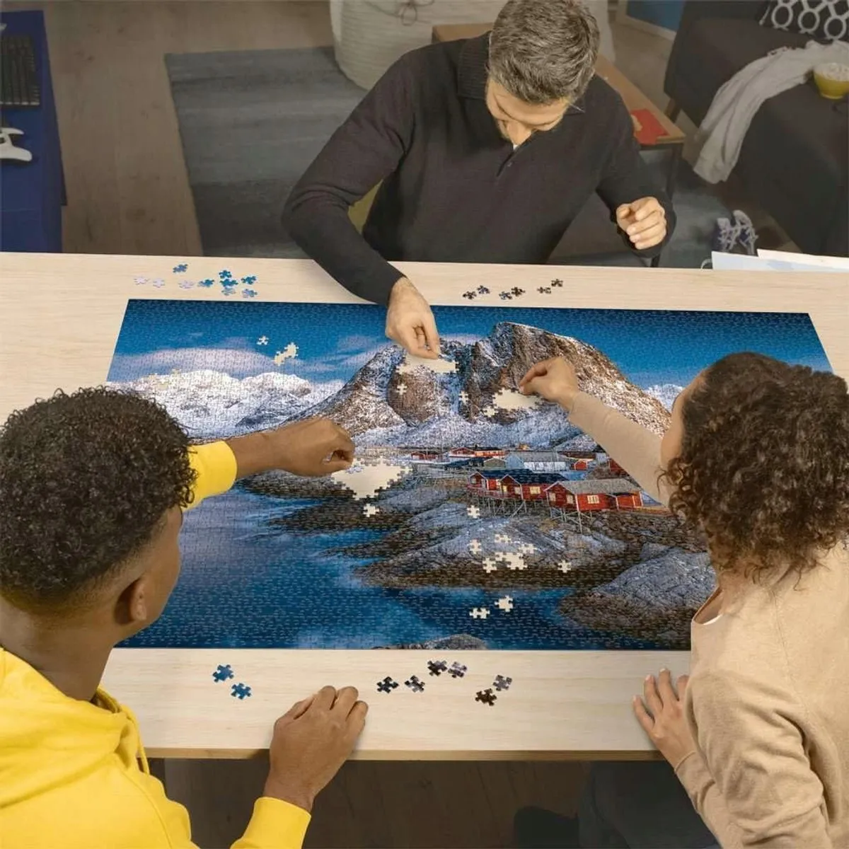 Ravensburger Puzzel 3000 Stukjes Hamnøy Lofoten - Blauw/Grijs/Rood/Wit