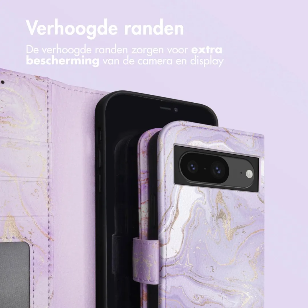 Imoshion Bookcase Hoesje Google Pixel 8a - 3 Pasjes - Purple Marble