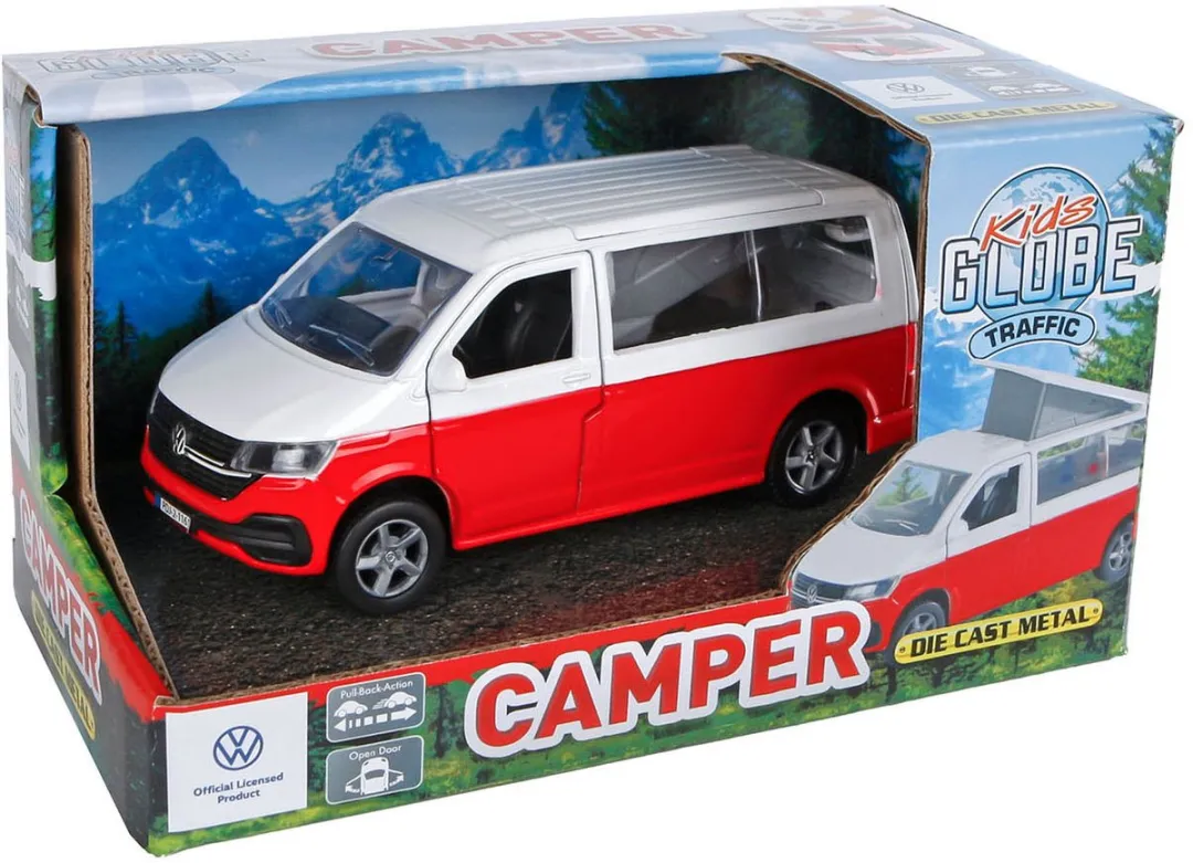 Kids Globe VW Transporter Camper Die-Cast 13,5cm - Multi kleuren - afbeelding 6 van 6