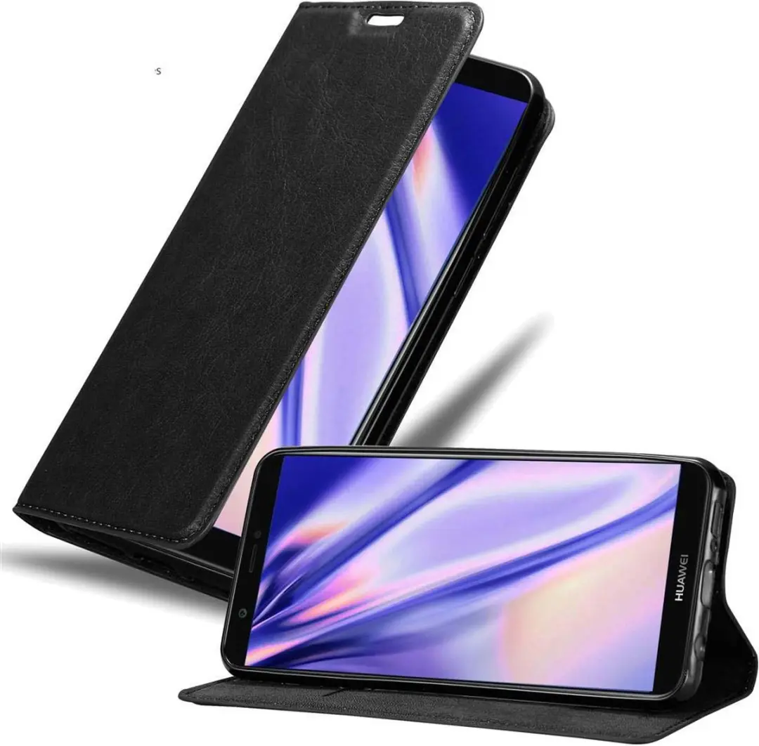 Cadorabo Hoesje geschikt voor Huawei P SMART 2018 / Enjoy 7S in ZWARTE NACHT
