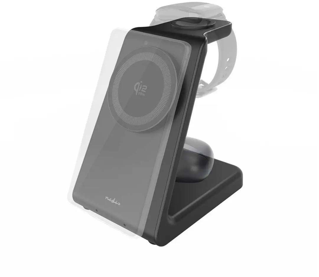 Nedis WCHAQV3125WBK Draadloze Oplader 3-in-1