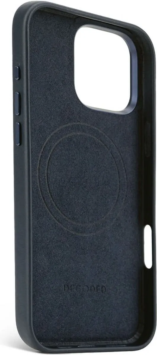 Decoded Hoesje iPhone 16 Pro Max - Premium Ecco Leer - Navy Blauw