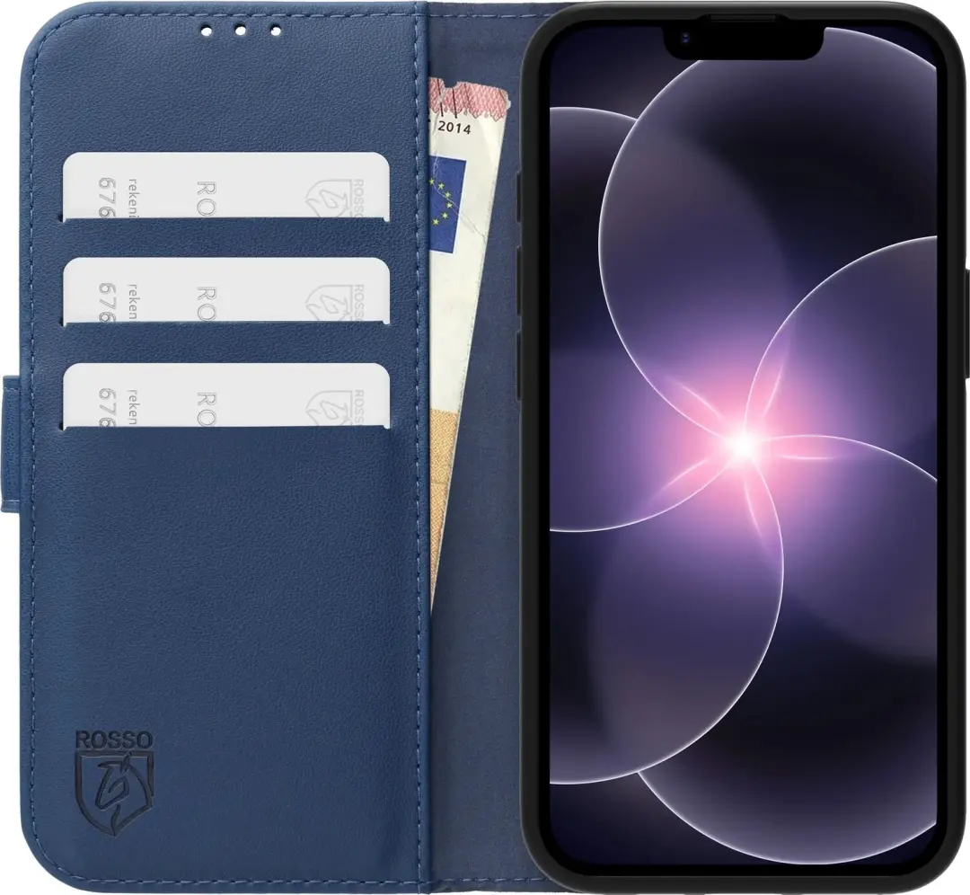 Rosso Element Modern Hoesje iPhone 17e / 16e - Book Case - Blauw - afbeelding 3 van 5