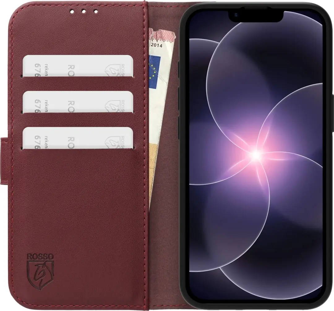 Rosso Element Modern Hoesje iPhone 17e / 16e - Burgundy - afbeelding 4 van 6
