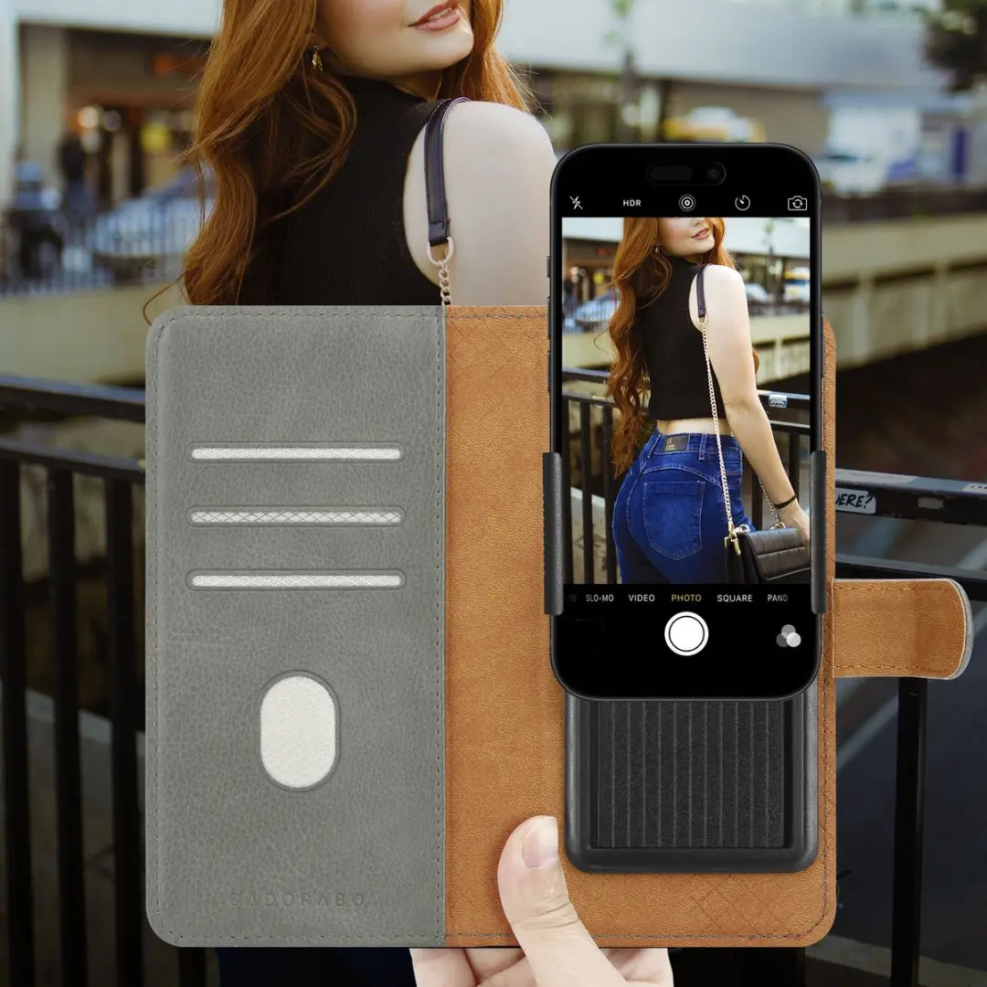 Hoesje geschikt voor LG K8 2017 US Version in GRIJS met kaartslot, 360 graden beschermhoes PU lederen mobiele telefoon etui case cover - afbeelding 2 van 2