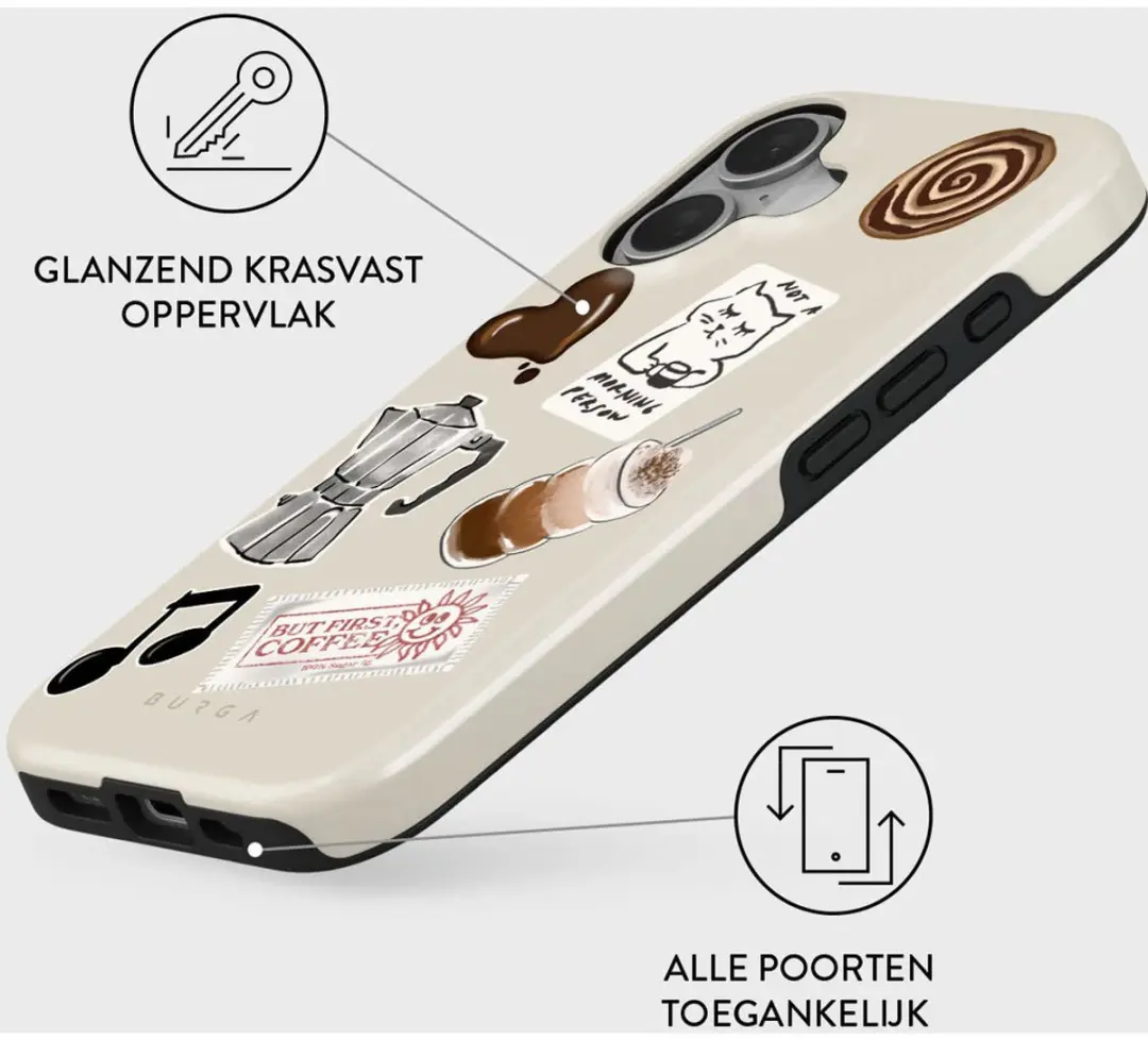Burga Tough Case iPhone 16 Hoesje - Oat Milk Please - afbeelding 4 van 6