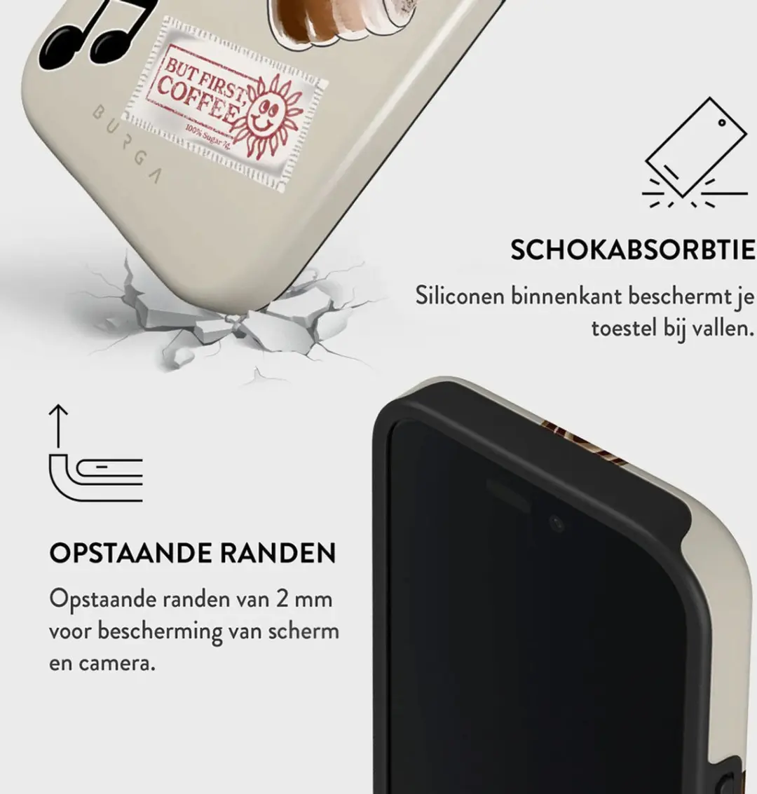 Burga Tough Case iPhone 16 Hoesje - Oat Milk Please - afbeelding 5 van 6